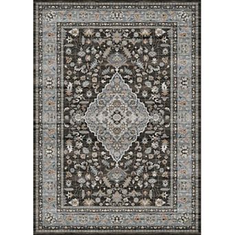 8x10FT Washable Vintage Oriental Area Rug Non Slip Low Pile for Bedroom and Nursery