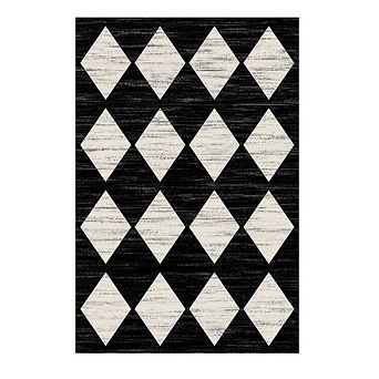 9x12FT Washable Area Rug Modern Checkered Low Pile for Living Room Dining Bedroom