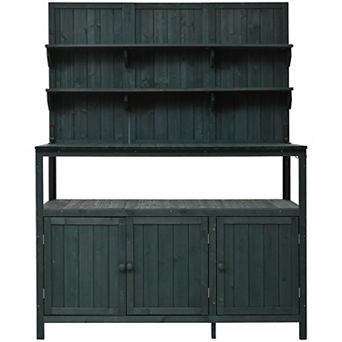 Merax Potting Bench with Hutch, 50.2" Solid Fir Wood Garden Workstation