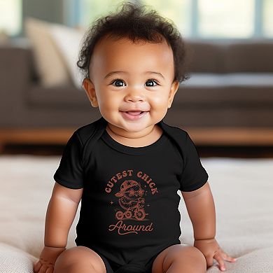 Cutest Chick Around Bike - Baby Short Sleeve Graphic Bodysuit