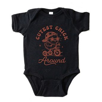 Cutest Chick Around Bike - Baby Short Sleeve Graphic Bodysuit