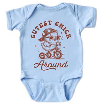 Cutest Chick Around Bike - Baby Short Sleeve Graphic Bodysuit
