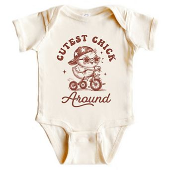 Cutest Chick Around Bike - Baby Short Sleeve Graphic Bodysuit