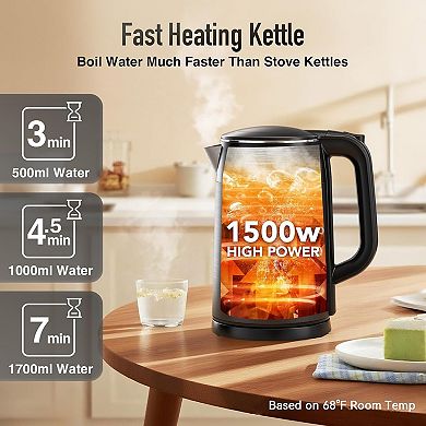 Smart 1.7L Electric Kettle 6 Preset Temps, 2H Keep Warm & No Plastic Contact! Pure Taste & Auto S