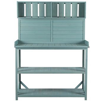 Merax 65" Large Wooden Farmhouse Rustic Outdoor Potting Bench Table, Patio Workstation