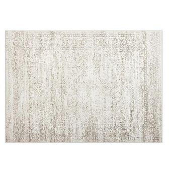 Great Ambitions 5x7 Washable Vintage Rug - Ultra Soft Faux Wool, Non-Slip Low Pile Carpet