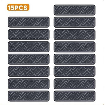 Great Ambitions 15-Pack Non-Slip Stair Treads, 8"x30" Gray Runner Rugs