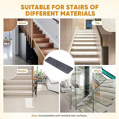 Great Ambitions 15-Pack Non-Slip Stair Treads, 8"x30" Gray Runner Rugs