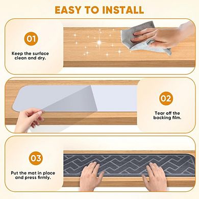 Great Ambitions 15-Pack Non-Slip Stair Treads, 8"x30" Gray Runner Rugs