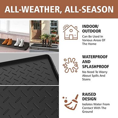 Great Ambitions Extra Large 16.1x47.6" Rubber Shoe Mat with Boot Brush, Indoor,Outdoor