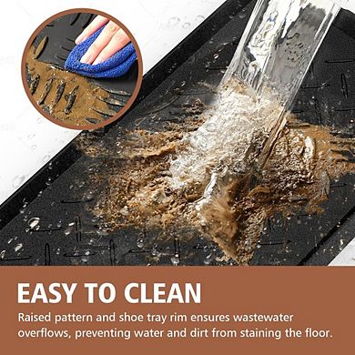 Great Ambitions Extra Large 16.1x47.6" Rubber Shoe Mat with Boot Brush, Indoor,Outdoor