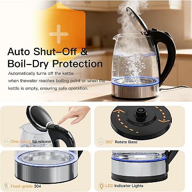 1.8L Electric Kettle - Fast Boil, Auto Shut-Off, Boil-Dry Protection, (1.8L)