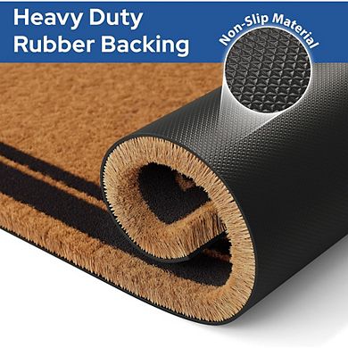 Great Ambitions Coco Coir Front Door Mat, 17x30" Non-Slip Welcome Mat with Border