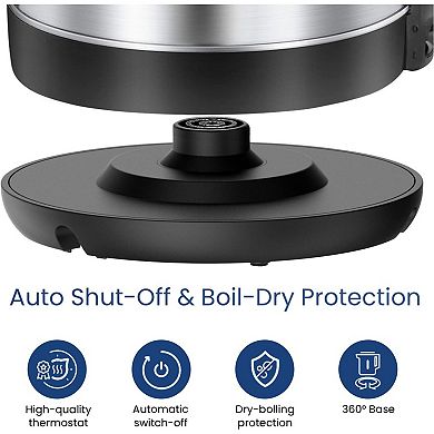 Smart 1.7L Electric Kettle 1500W Fast Boil, Auto Shut-Off & BPA-Free! Perfect for Tea & Quick Meal