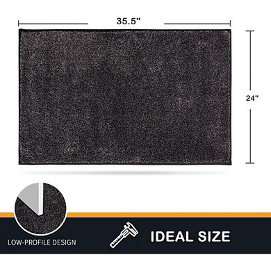 Great Ambitions 24"x35.5" Dirt Trapping Door Mat, Non-Slip & Machine Washable, Charcoal