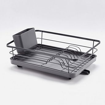 Sweet Home Collection 3 pc Multi-Functional Dish Drying Rack with Drain Board & Utensil Holder