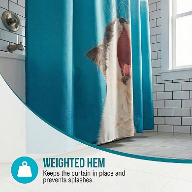 Cute Animal Print Shower Curtain, Waterproof Fabric Bath Shower Curtain Sets with 12 Plastic Hooks