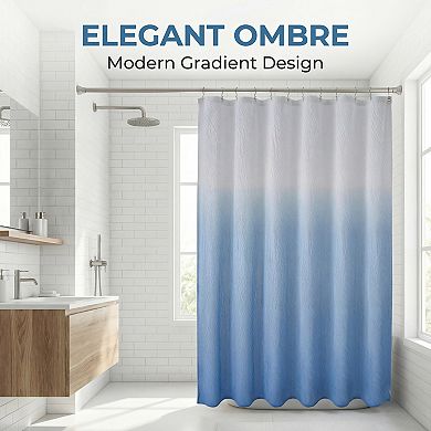 3D Embossed Shower Curtain, Waterproof Washable Fabric, Modern Shower Curtain Sets with 12 Hooks