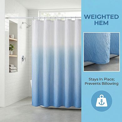3D Embossed Shower Curtain, Waterproof Washable Fabric, Modern Shower Curtain Sets with 12 Hooks