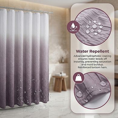 3D Embossed Shower Curtain, Waterproof Washable Fabric, Modern Shower Curtain Sets with 12 Hooks