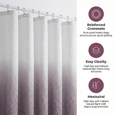 3D Embossed Shower Curtain, Waterproof Washable Fabric, Modern Shower Curtain Sets with 12 Hooks