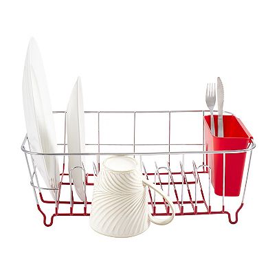 Sweet Home Collection Chrome Plated Steel 2-Piece Small Dish Drainer