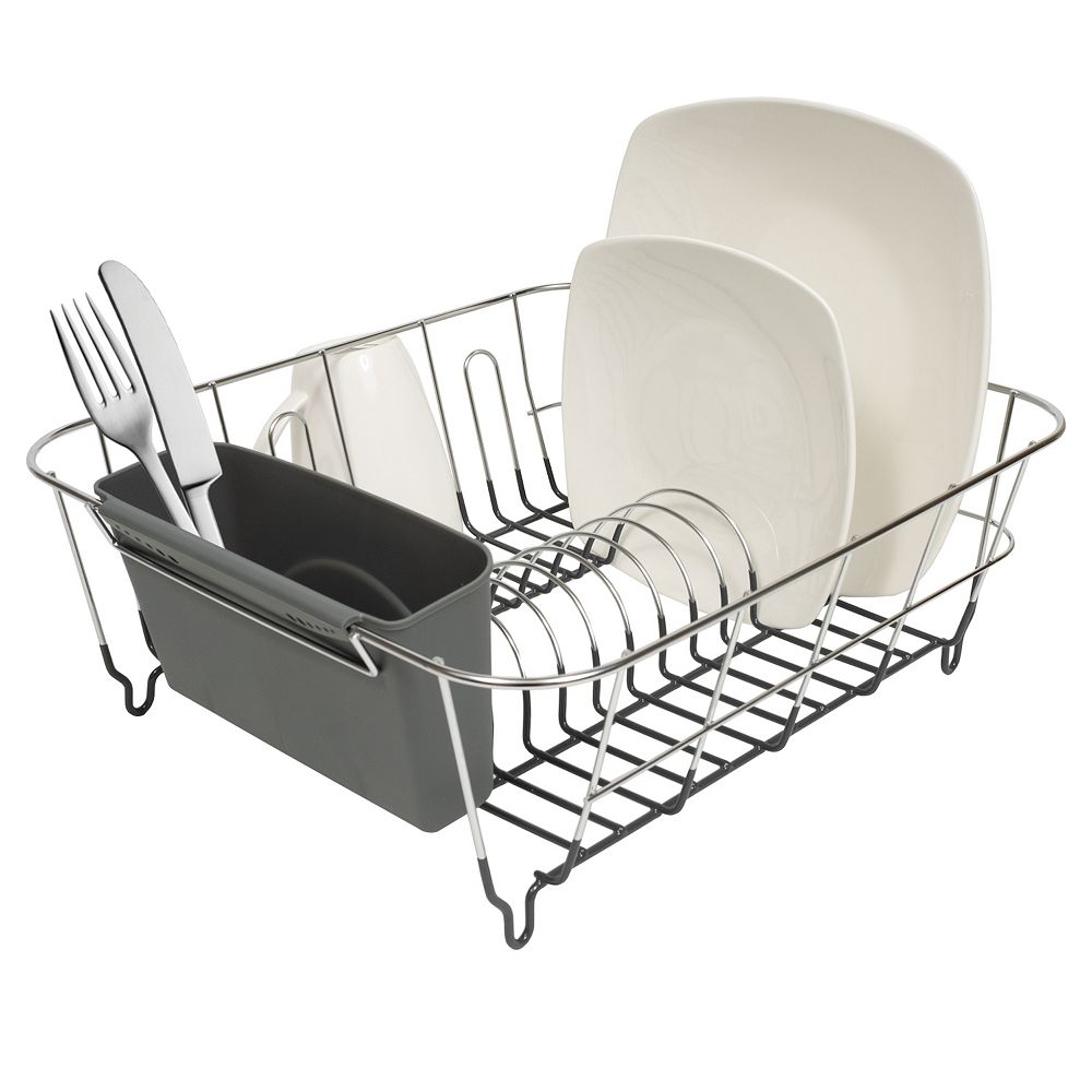 Sweet Home Collection Chrome Plated Steel 2-Piece Small Dish Drainer