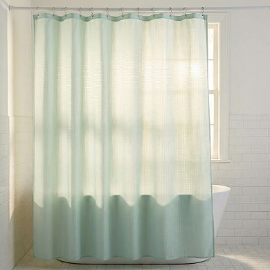 Premium Waffle Weave Shower Curtain with Excellent Drape, Solid Color Bath Curtain Set with 12 Hooks