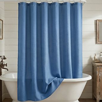 Premium Waffle Weave Shower Curtain with Excellent Drape, Solid Color Bath Curtain Set with 12 Hooks
