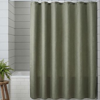 Premium Waffle Weave Shower Curtain with Excellent Drape, Solid Color Bath Curtain Set with 12 Hooks
