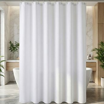 Premium Waffle Weave Shower Curtain with Excellent Drape, Solid Color Bath Curtain Set with 12 Hooks