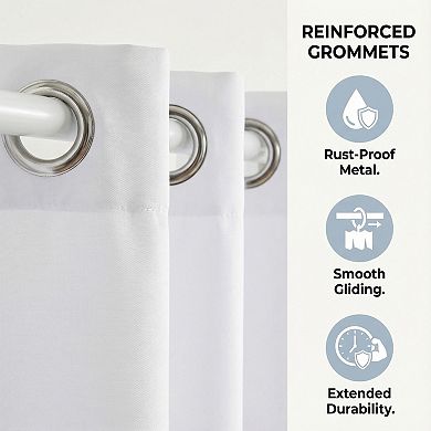 Solid Color Linen-Like Shower Curtain, Hook-Free Design Shower Curtain Sets with Split Rings