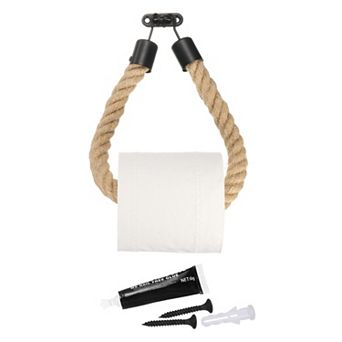 1 pc Toilet Paper Holder Wall-Mounted Towel Rack with Metal Hook