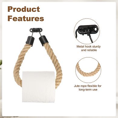 1 Pcs Toilet Paper Holder Wall-Mounted Towel Rack with Metal Hook