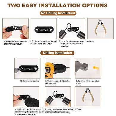 1 Pcs Toilet Paper Holder Wall-Mounted Towel Rack with Metal Hook