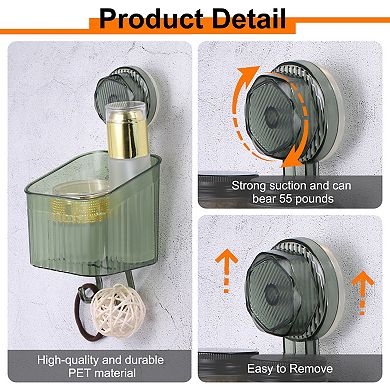 1 Pc Suction Cup Shower Caddy with Hooks for Bathroom Kitchen