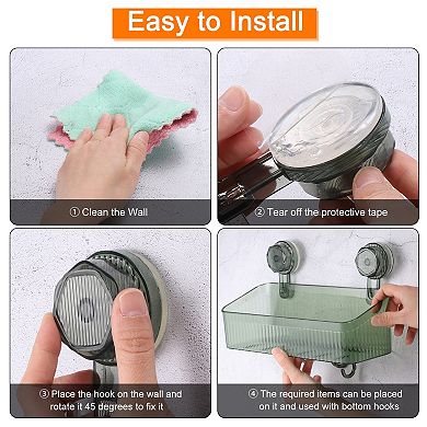 1 Pc Suction Cup Shower Caddy with Hooks for Bathroom Kitchen