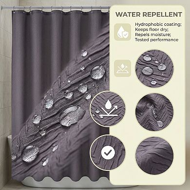3D Embossed Shower Curtain, Waterproof Washable Fabric, Modern Soft Shower Curtain Set with 12 Hooks