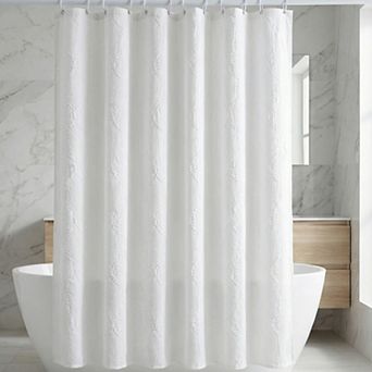 3D Embossed Shower Curtain, Waterproof Washable Fabric, Modern Soft Shower Curtain Set with 12 Hooks
