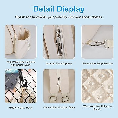 Pickleball Sling Bag Waterproof Tennis & Badminton Backpack with Wet Pocket