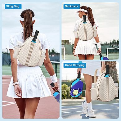 Pickleball Sling Bag Waterproof Tennis & Badminton Backpack with Wet Pocket