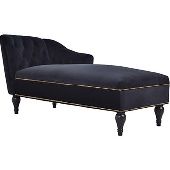 Whisen 58" Velvet Chaise Lounge with Nailhead Trim and Solid Wood Legs