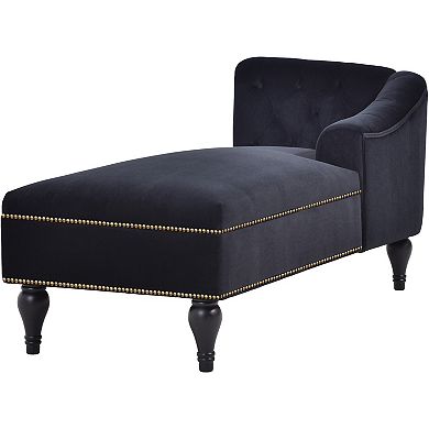 Whisen 58" Velvet Chaise Lounge with Nailhead Trim and Solid Wood Legs