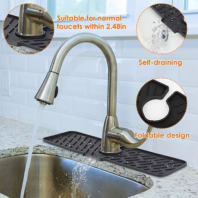 Silicone Faucet Mat Kitchen Sink Splash Guard & Drip Catcher