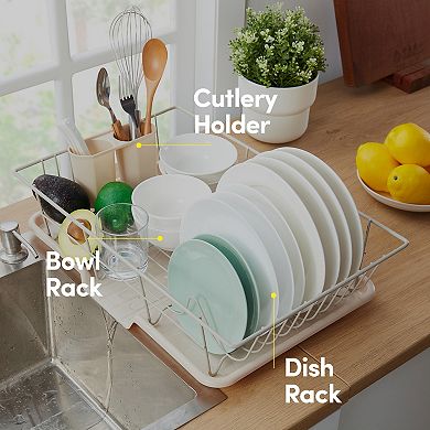 Sweet Home Collection Steel 3-Piece Large Dish Drainer