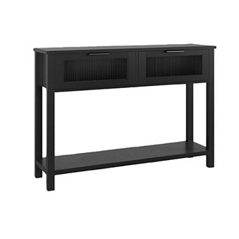 Console Table with 2 Glass Drawers, Spacious Storage, Versatile Design, Easy Assembly