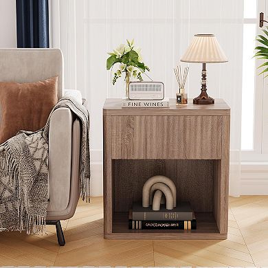Night Stand Set of 2, Modern Farmhouse Nightstand, Fluted Nightstand with Drawer Storage