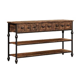 Long 53" Console Sofa Table with 3 Drawers, Entryway Table with 3 tier Storage Shelves