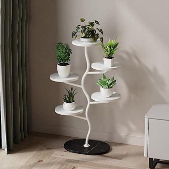 Rolling Multi-Tier Indoor Plant Stand with Wheels, Metal Corner Plant Shelf for Home or Balcony