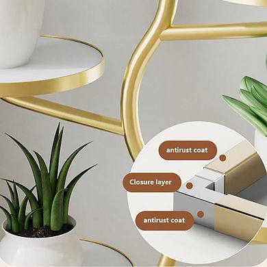 Rolling Multi-Tier Indoor Plant Stand with Wheels, Metal Corner Plant Shelf for Home or Balcony